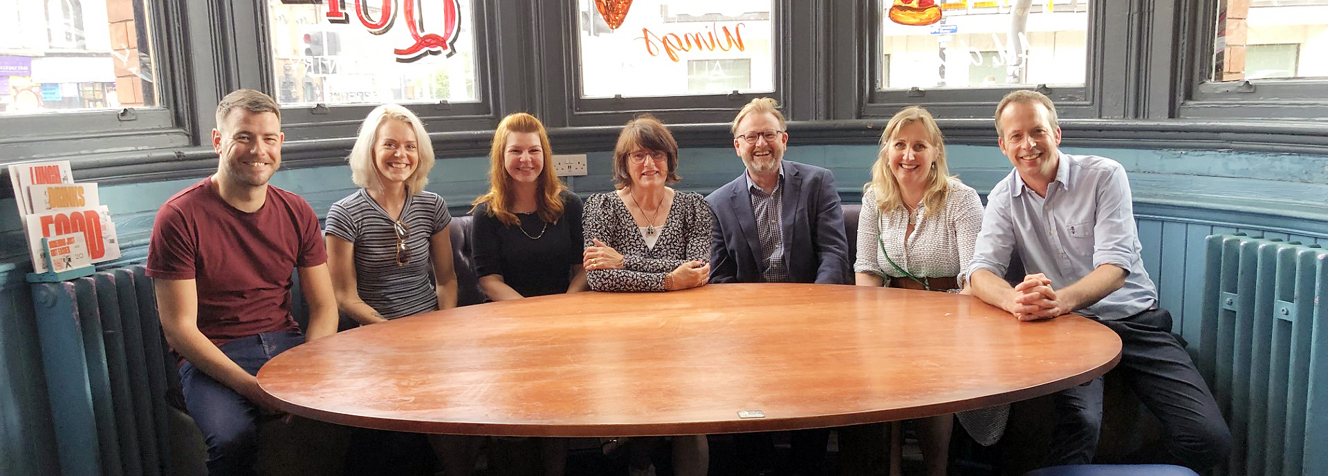 A photo of TALENT Founders: Dr Craig Evans, Lucy Hamilton, Hayley Whitefoot, Joanne Shiel, Dr Dan Trowsdale, Professor Samantha Pugh and Dr Duncan Borman